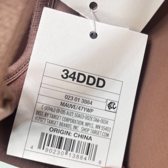 Auden Nursing Bra 34DDD Mauve Lightly Lined Wirefree Soft Support - Picture 9 of 11